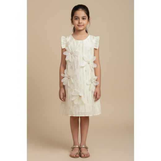 Elegant Floral Pearl Dress for Girls