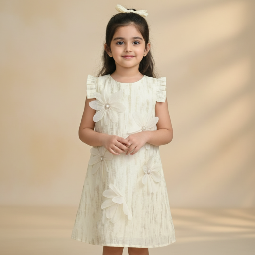 Elegant Floral Pearl Dress for Girls