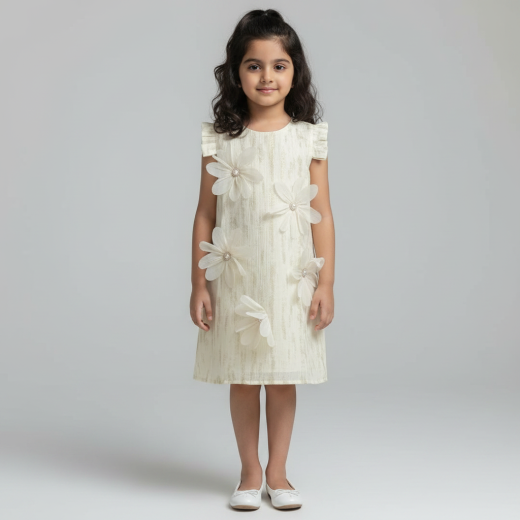 Elegant Floral Pearl Dress for Girls