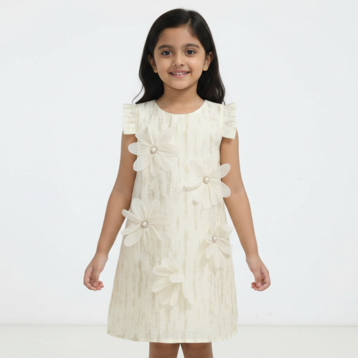 Elegant Floral Pearl Dress for Girls