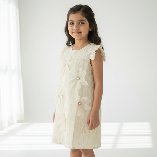 Elegant Floral Pearl Dress for Girls