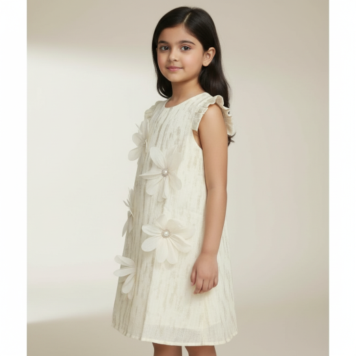 Elegant Floral Pearl Dress for Girls