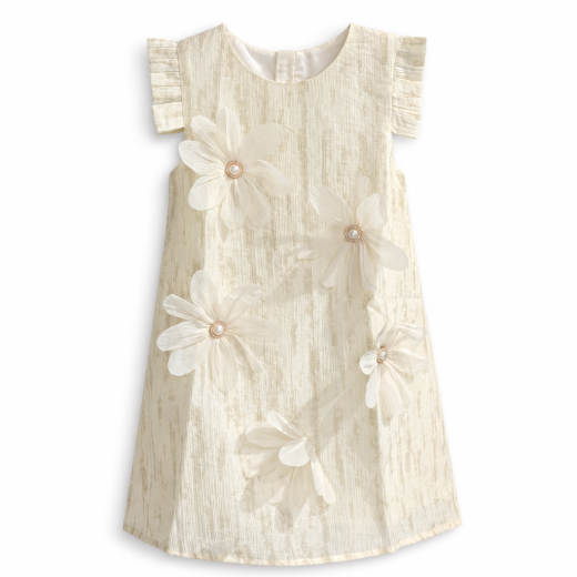 Elegant Floral Pearl Dress for Girls