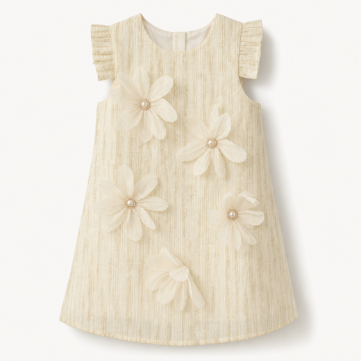 Elegant Floral Pearl Dress for Girls