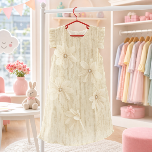 Elegant Floral Pearl Dress for Girls