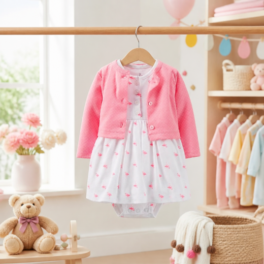 Flamingo Baby Dress Set
